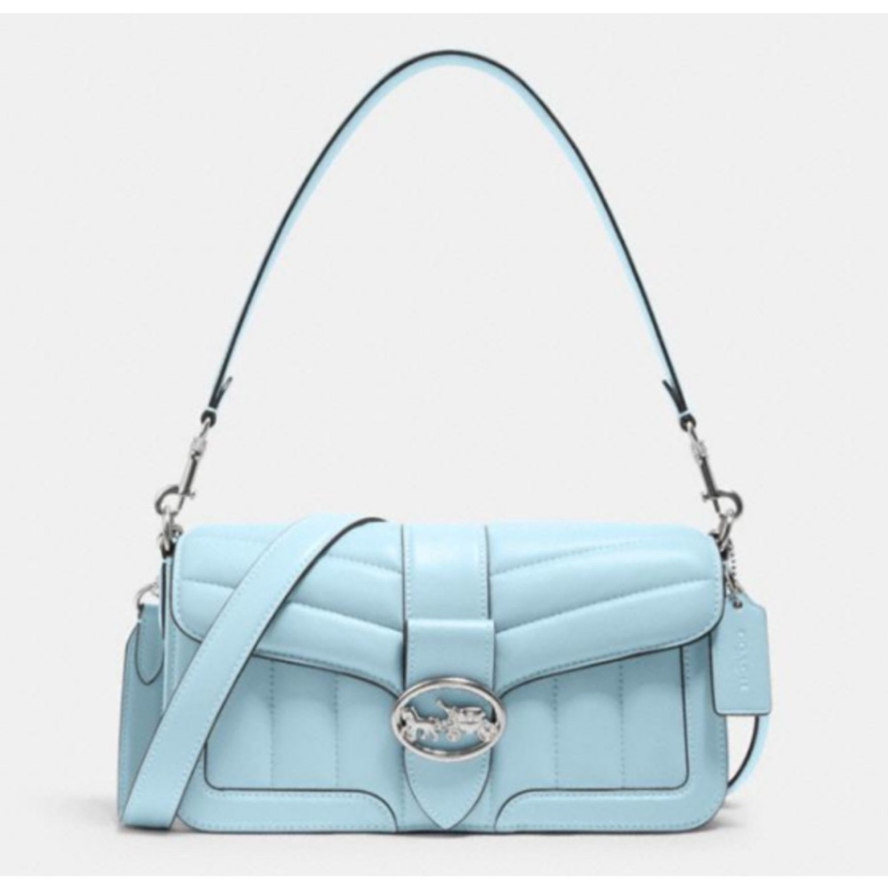 COACH - Georgia puffy quilting shoulder bag in light blue